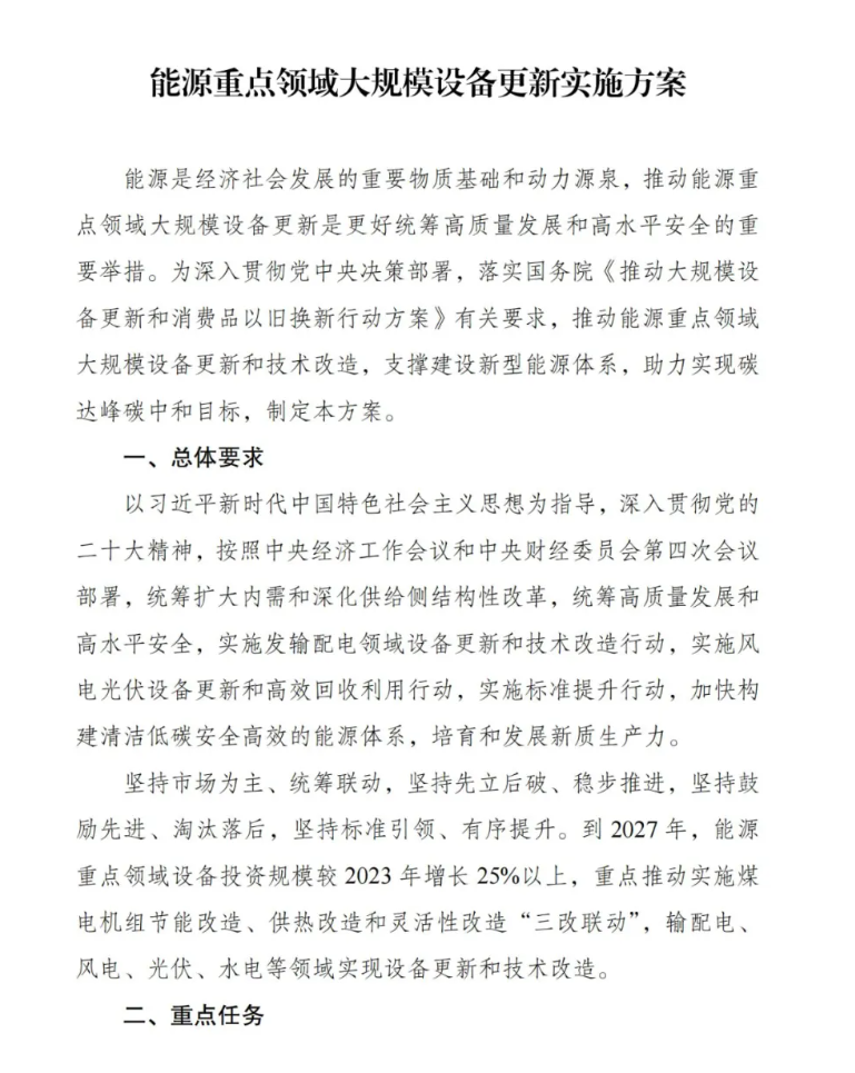 發(fā)改委 | 推進(jìn)風(fēng)電、光伏設(shè)備更新和循環(huán)利用-《能源重點(diǎn)領(lǐng)域大規(guī)模設(shè)備更新實(shí)施方案》印發(fā)